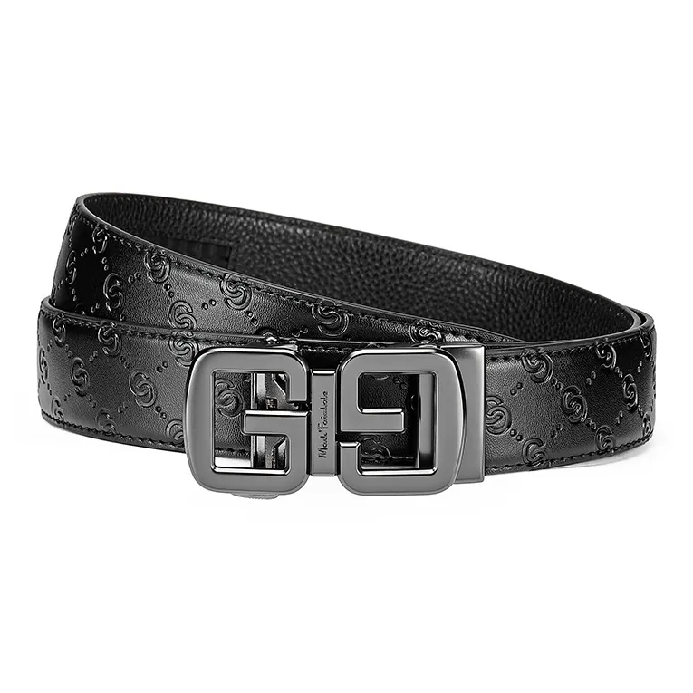 FAIRWHALE Double C Shiny Embossed Automatic Buckle Cow Leather Genuine Leather Belts Men's Width 3.5m-4