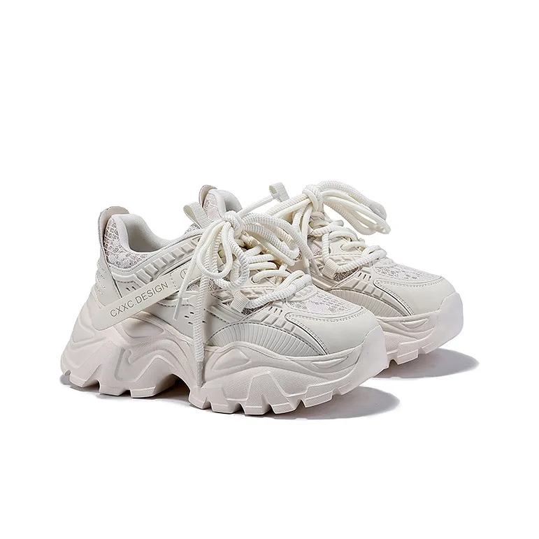 SELAIYA Low Top Chunky Sneakers Women's White-1