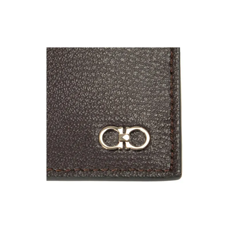FERRAGAMO Leather Card Holder Men's Dark Brown-2