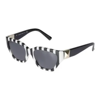 Valentino Plate Frame Cat Eye Sunglasses Women's Black White