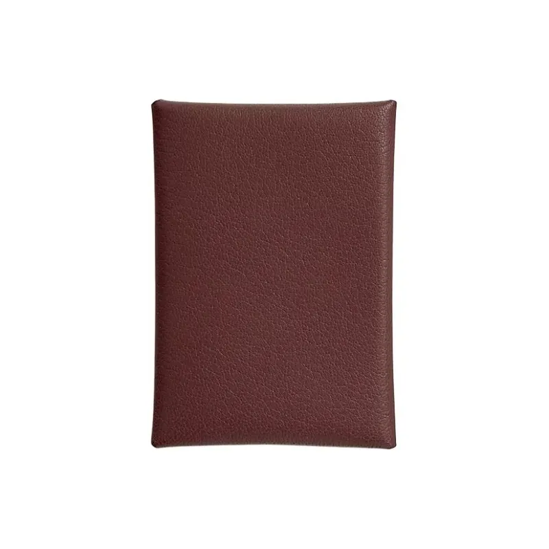 HERMES Chamkila Goat Skin Card Holder Mini Women's 0G Rouge Sellier Saddle Red-0