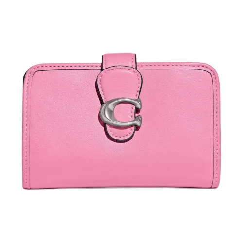 COACH Tabby Leather Coin Purse Wallet Medium Size Women's Bright Pink