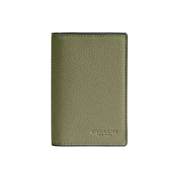 COACH Leather Card Holder Regular Men's Moss Green