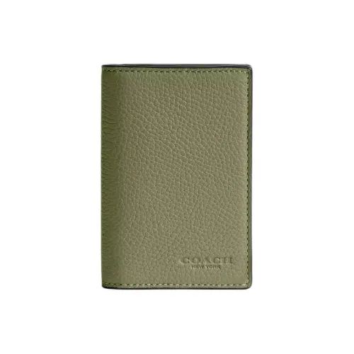COACH Bifold Leather Card Holder Regular Men's Moss Green