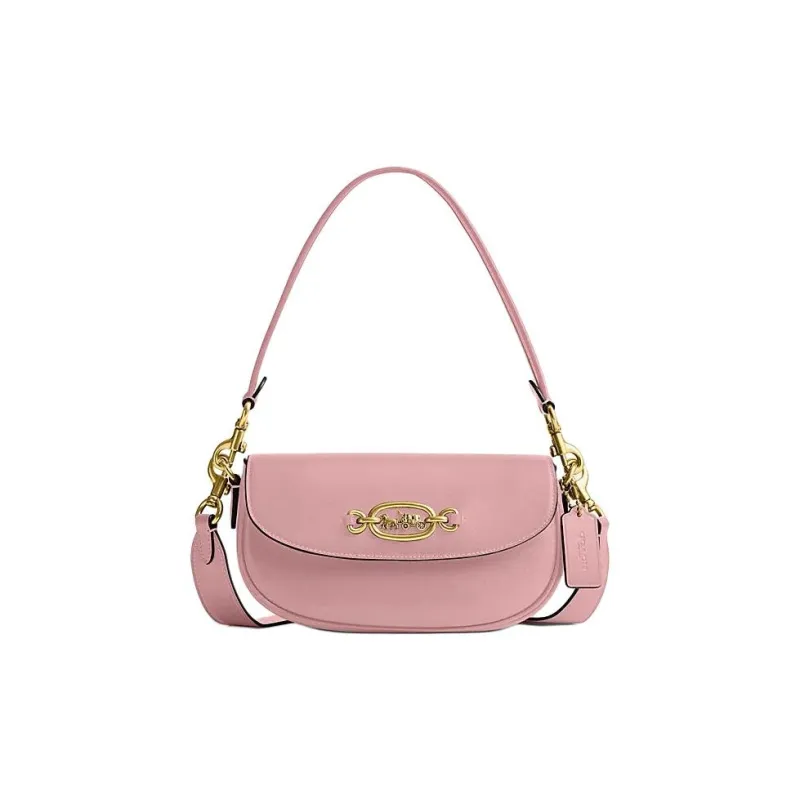 COACH Harley Cow Leather Saddle Bag Handbag, Shoulder Bag Medium Size Women's Soft Pink-0