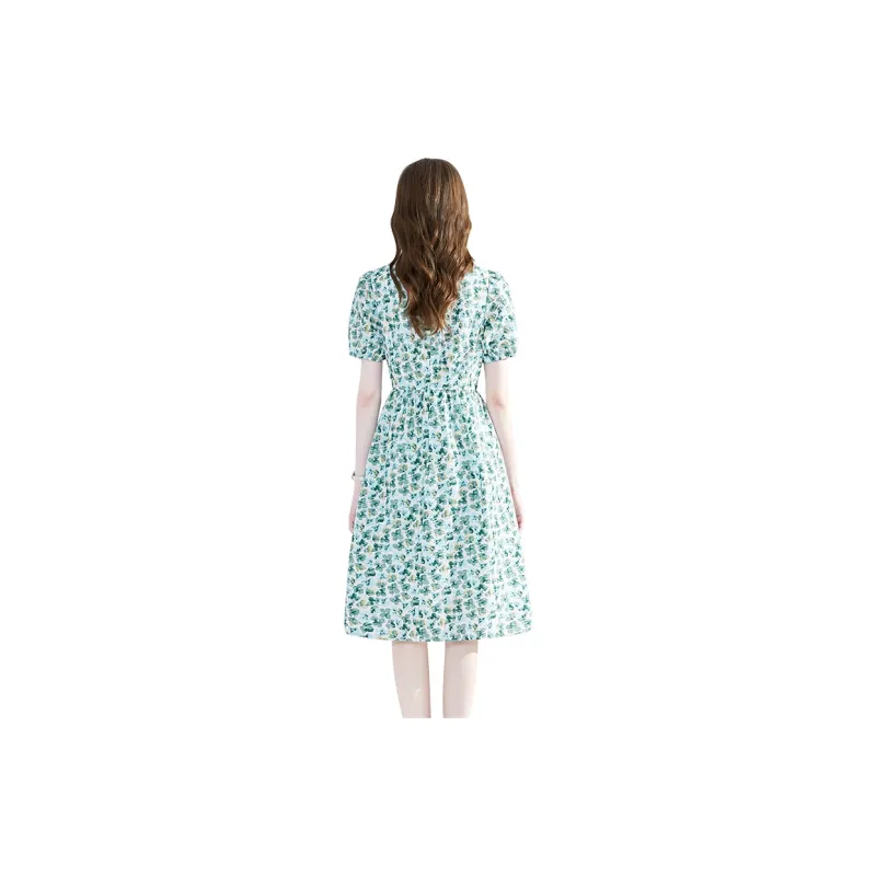 TOUCH Dress Women's White Base With Blue/Green Pattern-0