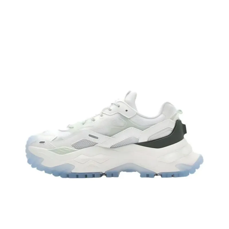 FILA FUSION BIANCO Cushioned Wear Resistant Waterproof And Breathable Low Top Chunky Sneakers Women's White Green-0