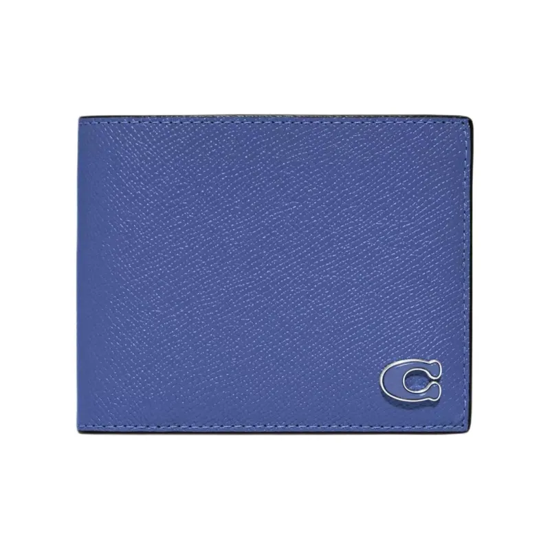 COACH 3 IN 1 Wallet Cross Stitch Leather With Signature Coated Canvas Card Holder Wallet Mini Women's Blueberry-0