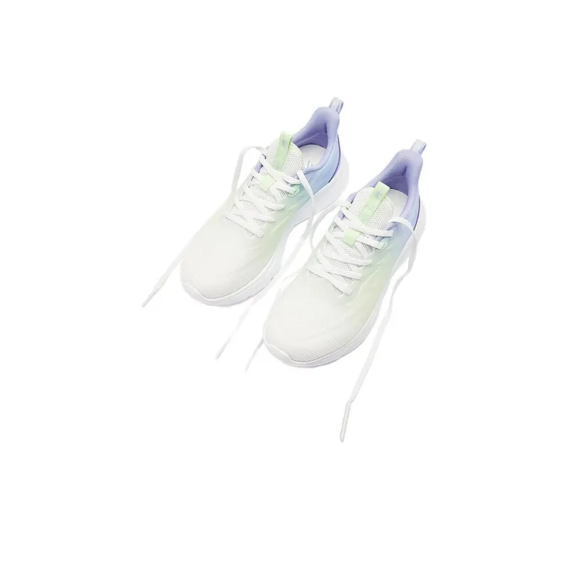 QIAODAN Yuebu 2.0 Wear Resistant Breathable Slip Resistant Low Top Q COZY SOFT Running Shoes Women's White Cyan Purple-4