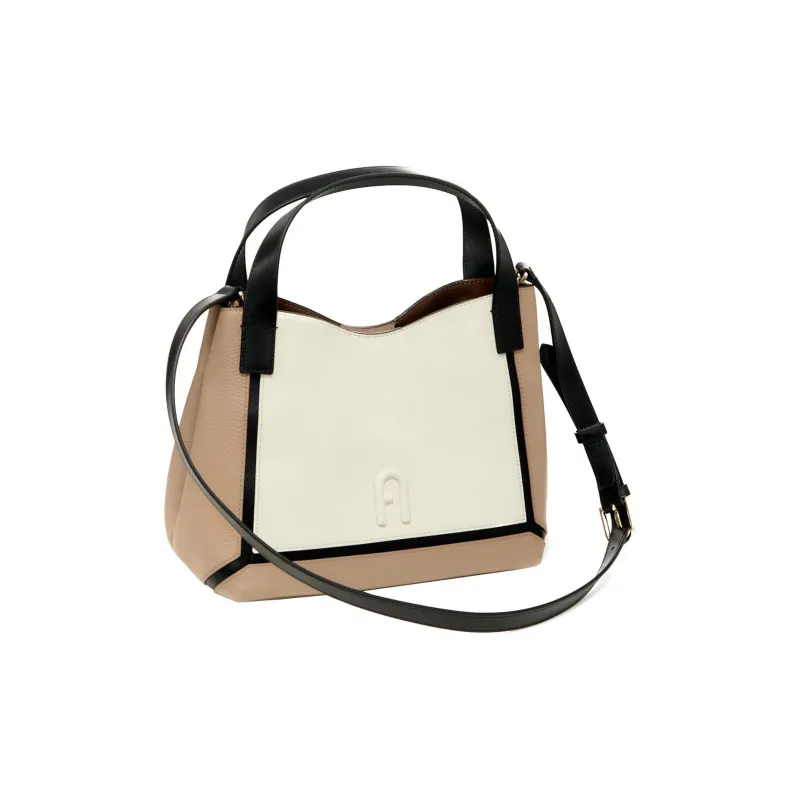 Furla Primula Genuine Leather Shoulder Bag Crossbody Bag Handbag Small Size Women's Cotton Candy & Gray & Black-2