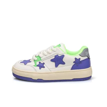 B10CROWN Anti Slip Wear Resistant Low Top Skateboard Shoes Women's White Blue