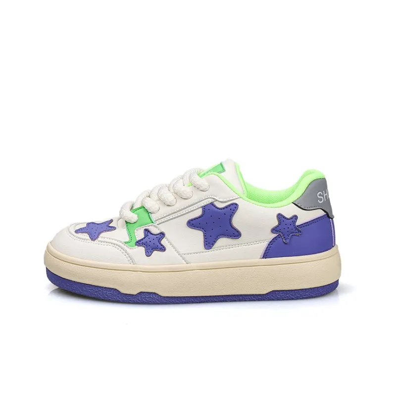 B10CROWN Anti Slip Wear Resistant Low Top Skateboard Shoes Women's White Blue-0