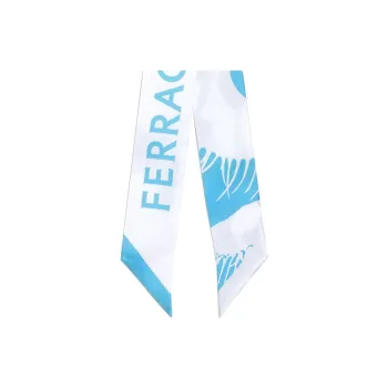 FERRAGAMO Silk Scarves Women's Blue/White