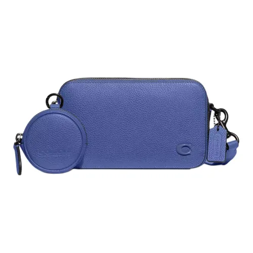 COACH Charter Leather Shoulder Bag Crossbody Bag Small Size Men's Blueberry