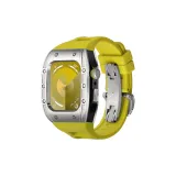 Silver Bezel Black Case, Yellow Strap