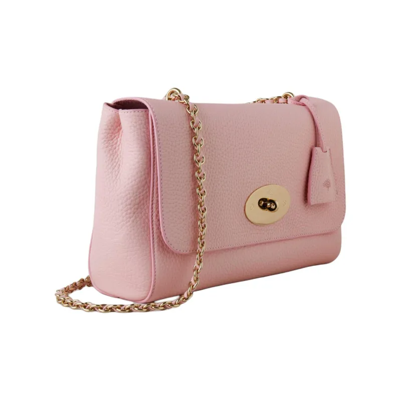 Mulberry Lily Grained Leather Portable Crossbody Bag Shoulder Bag Medium Size Women's Rose Pink-1