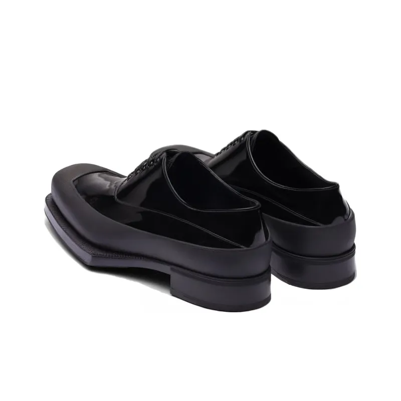PRADA Patent Leather Derby Shoes-4
