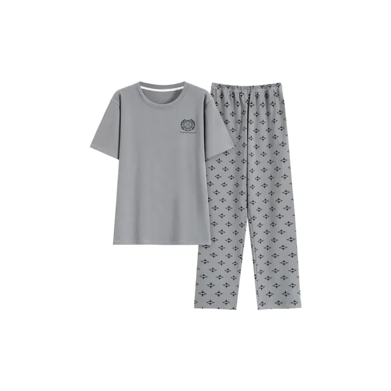 The Story Of The Flower Season Pajama Set Men's Light Gray-0