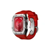 Silver Bezel Black Case Red Strap