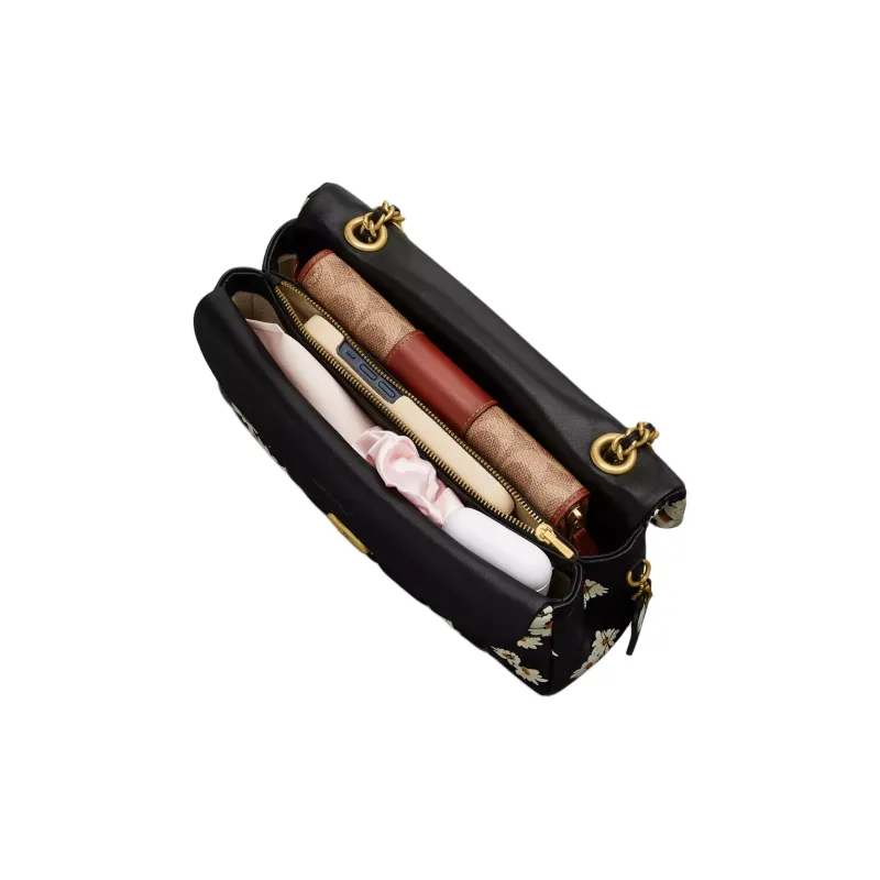 COACH Tabby Nappa Leather Crossbody Bag Shoulder Bag Women's Brass & Black Multicolor-3