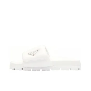 PRADA Soft Padded 20mm Slide Sandal White Nappa Leather Women's