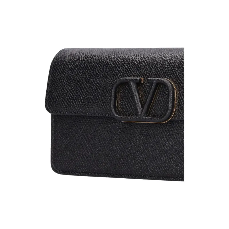Valentino GARAVANI Leather Wallet, Shoulder Bag Women's Black-3