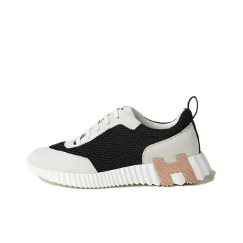 HERMES Bouncing Low Top Casual Shoes Women's Black White