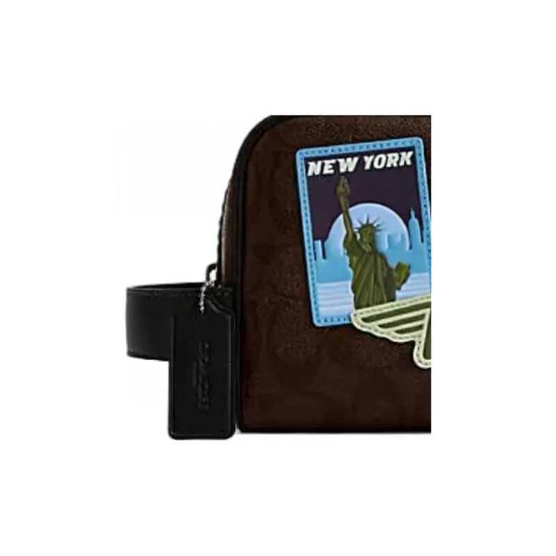 COACH Travel Kit PVC With Cow Leather Travel Bag Clutch Tubas Unisex Dark Coffee-2