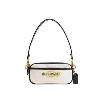 COACH Fabric With Cow Leather Handbag, Shoulder Bag Trumpets Women's Salt Rock & Black