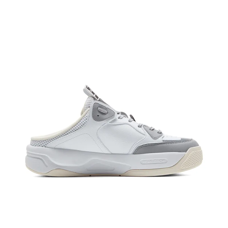PEAK Skateboard Shoes Men Low Top All White Light Gray-2