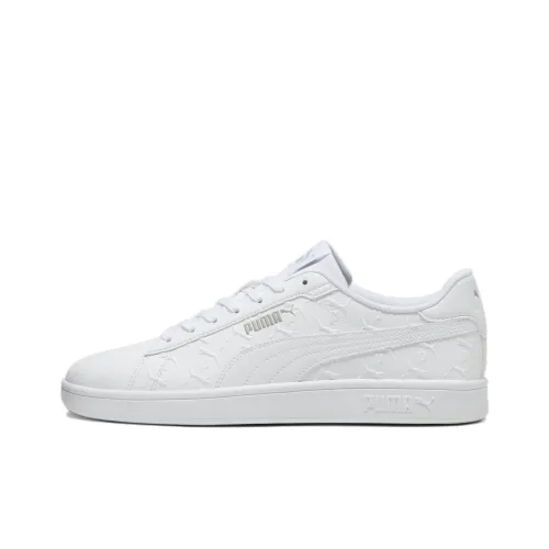 PUMA Smash 3.0 Superlogo Non-slip Lightweight Low-Top Skateboard Shoes Unisex White