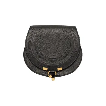 Chloe Marcie Grained Calfskin Crossbody Bag Shoulder Bag Small Size Women's Black