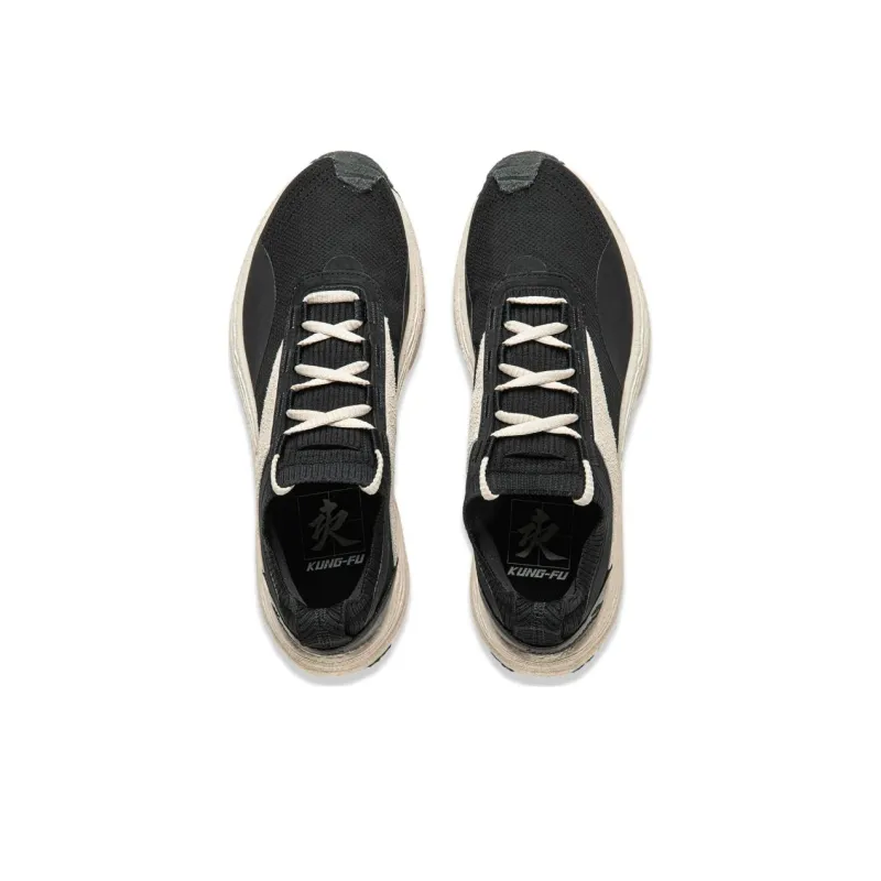 LiNing Jackie Chan Collaboration Kung Fu Collection Wear Resistant Low Top Casual Shoes Unisex Gray Black White-2