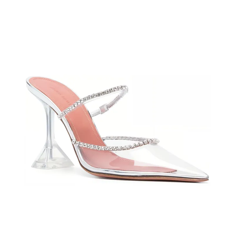 AMINA MUADDI Gilda 95mm Glass PVC Mule Transparent-2