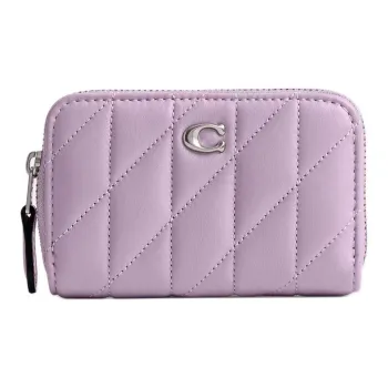 COACH Zip Around Nappa Leather Coin Purses Wallets Small Size Women's Light Purple