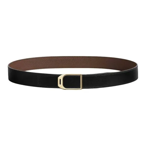 HERMES Double-Sided Ring Smooth Buckle Leather Belts Men's -