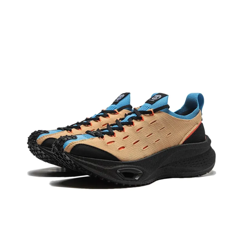 LiNing Cushioning Wear Resistant Low Top Sports Casual Shoes Unisex Brown Blue-2