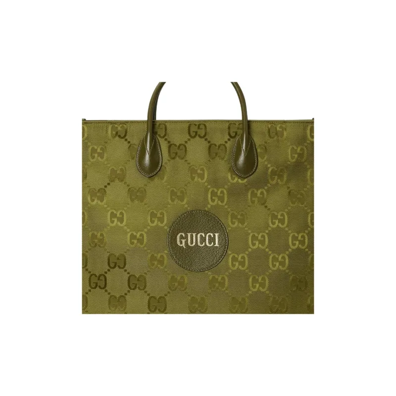 GUCCI Off The Grid Leather Detail Tote Bag Shopping Bag Handbag Medium Size Men's Green-7