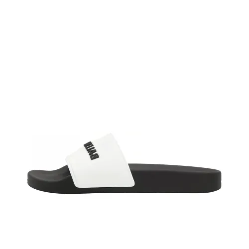 Balenciaga Pool Slides Logo White Black Women's