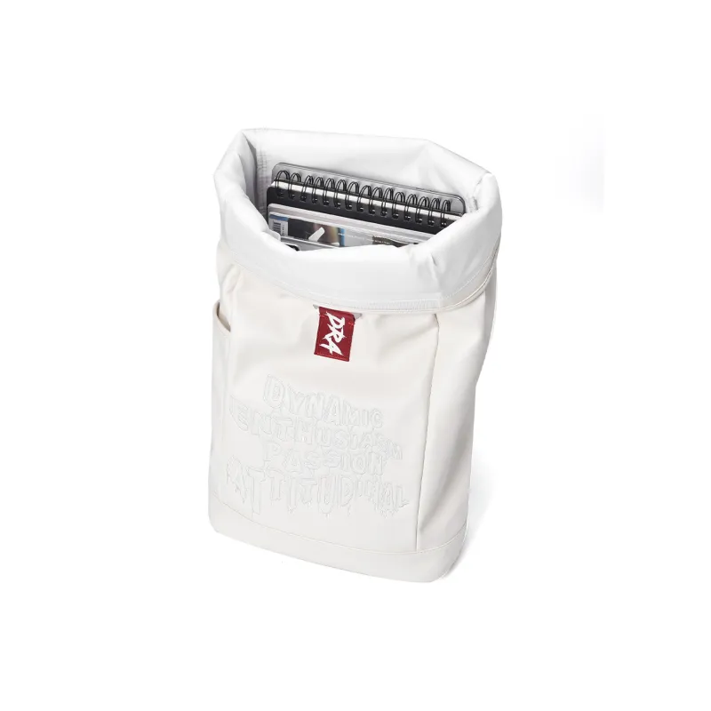 DRACONITE PU Student Backpack Regular Unisex White Red Color Blocking-4