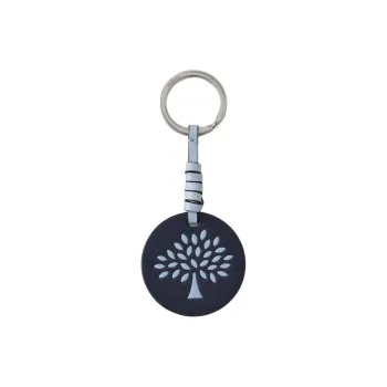 Mulberry Leather Key Ring Pouch Merch Women's Midnight Blue With Palace Blue Accents