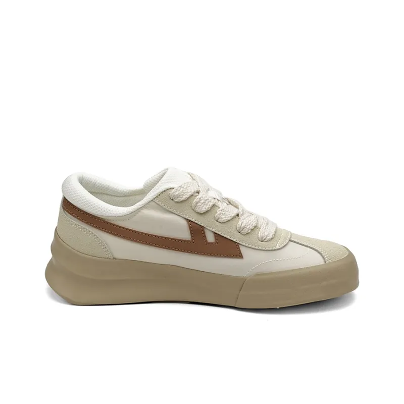 Warrior Sky Power DeXun Little Cube Wear Resistant Low Top Skateboard Shoes Unisex Beige Brown-1