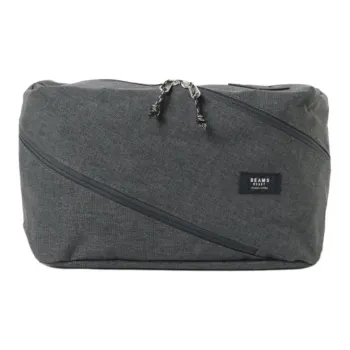 Beams Polyester With Synthetic Leather Fanny Pack Regular Men's Charcoal