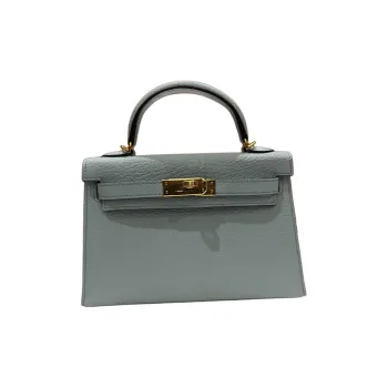 HERMES Mysore Goat Skin Handbag Mini Women's T0 Blue Mist And Breeze Blue