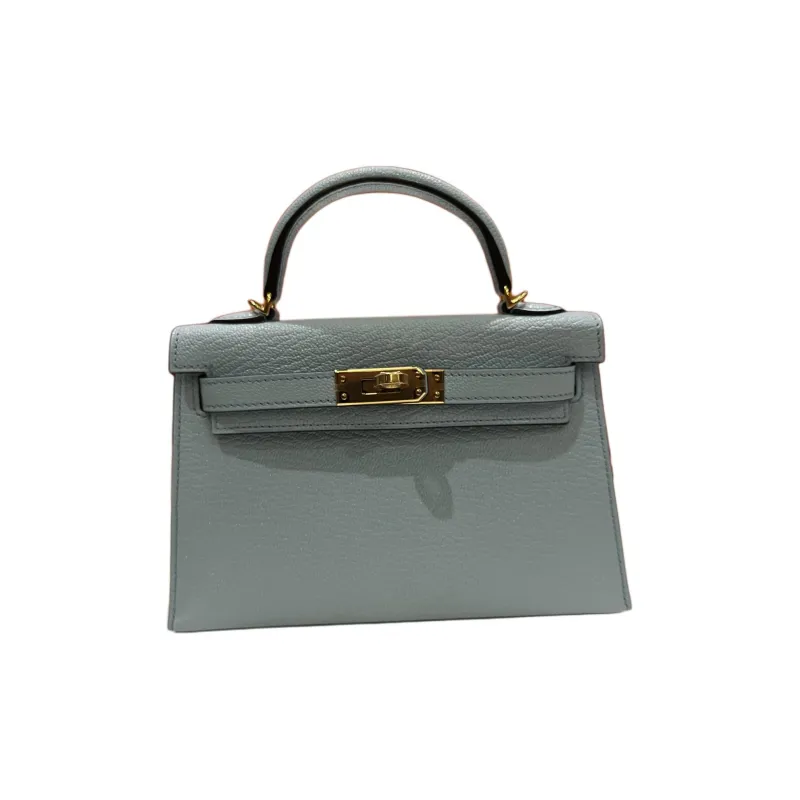 HERMES Mysore Goat Skin Handbag Mini Women's T0 Blue Mist And Breeze Blue-0