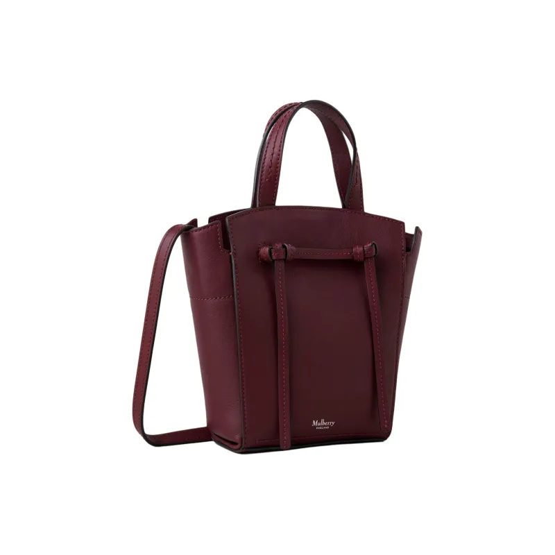 Mulberry Calfskin Tote Bag, Shopping Bag, Shoulder Bag, Crossbody Bag, Handbag Mini Women's Black Cherry-1
