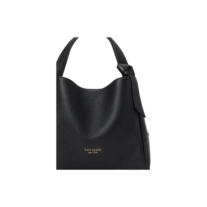 Kate Spade Knott Pebbled Textured Leather Shoulder Bag Crossbody Bag Handbag Medium Size Women's Black-4
