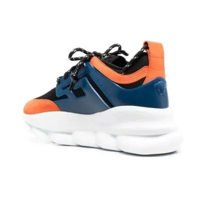 VERSACE Low Top Casual Shoes Men's Orange Blue-2