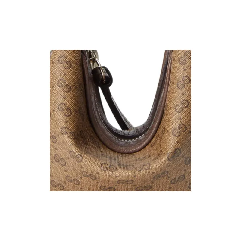 GUCCI Attache Canvas With Webbing Trim Crescent Bag Handbag Shoulder Bag Women's Brown-9