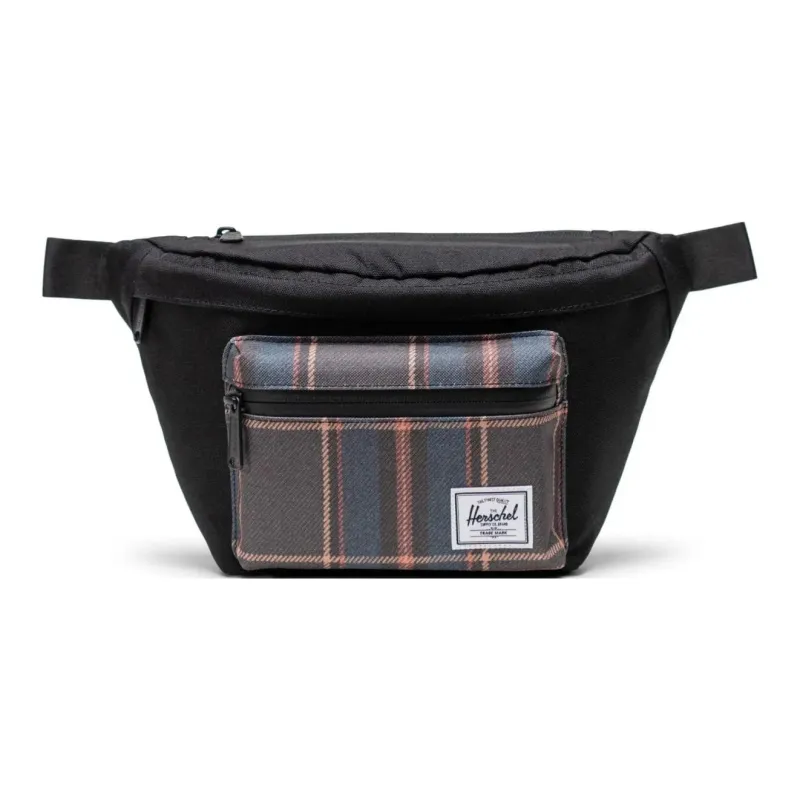 Herschel Recycled Fabric Sling Bags One Shoulder Crossbody Fanny Pack Unisex Black Plaid-0